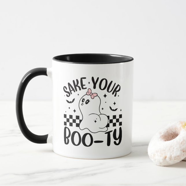 Schütteln Sie Ihr boo-ty-Funny Halloween Tasse (Mit Donut)