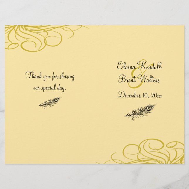 Schütteln Sie Ihr Schwanz Feathers Wedding Program (Vorderseite)