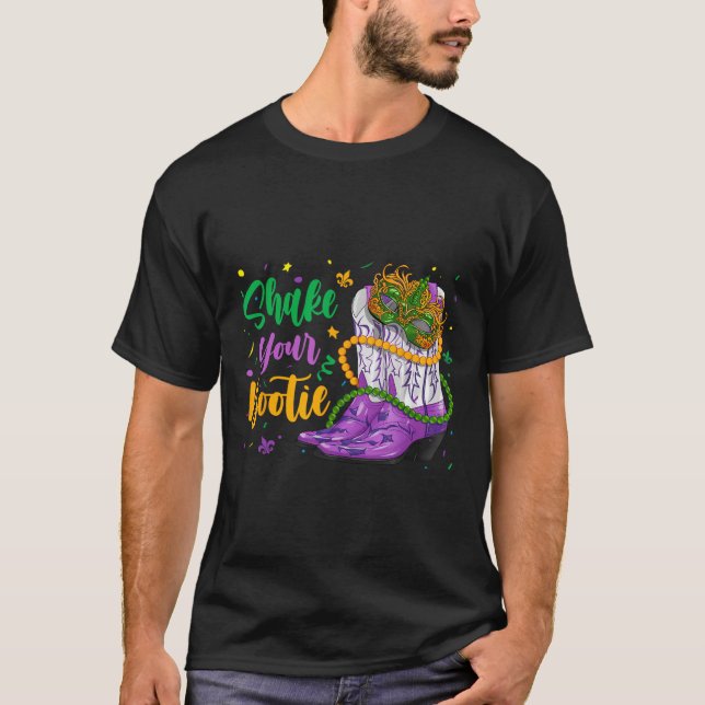 Schütteln Sie Ihre Bootie Mardi Gras Cowboy Boot G T-Shirt (Vorderseite)