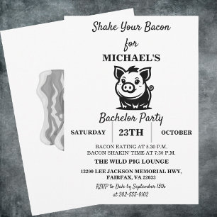 Schütteln Sie Ihren Bacon   Pig Bachelor Party Einladung