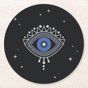 Schutz der Blauen Augen vor schlechter Energie Runder Pappuntersetzer