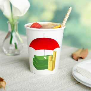 Schutz der finanziellen Sicherheit mit Rotem Schir Pappbecher