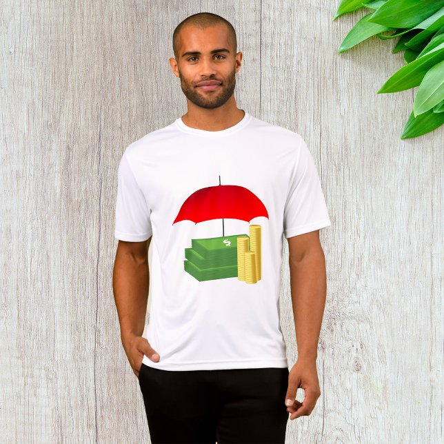 Schutz der finanziellen Sicherheit mit Rotem Schir T-Shirt (Von Creator hochgeladen)