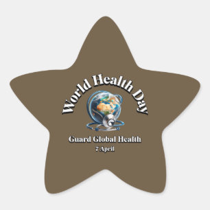 Schutz der globalen Gesundheit. Weltgesundheitstag Stern-Aufkleber
