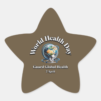Schutz der globalen Gesundheit. Weltgesundheitstag Stern-Aufkleber