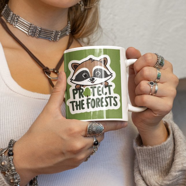 Schutz der Tasse des Waldschlammes (Spread awareness with this cute raccoon, "Protect the forests" mug! )