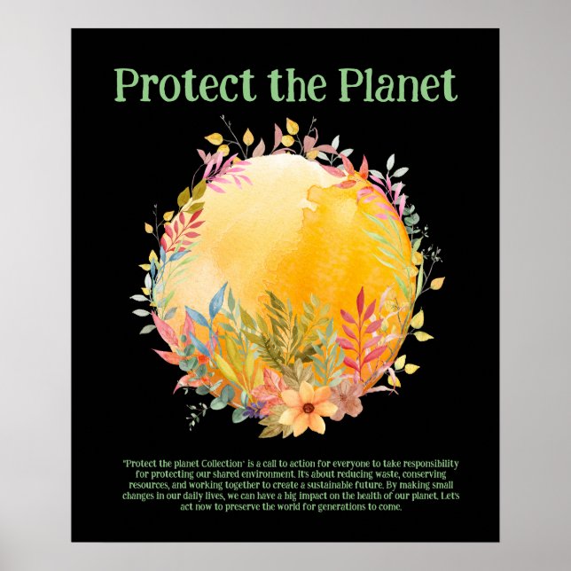 SCHUTZ DES PLANETEN GERETTET ERDE Öko Grüne Kunst Poster (Vorne)