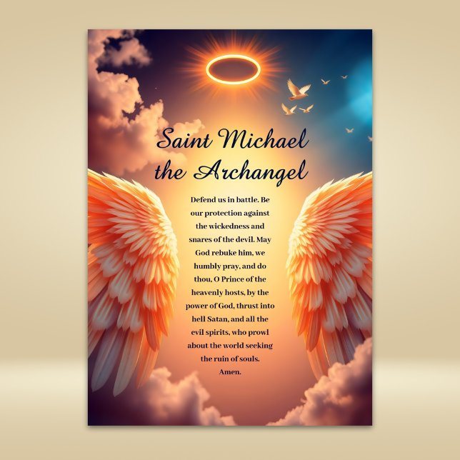 Schutz und Stärke St. Michael Gebet Card (Saint Michael the Archangel Prayer Card Heavenly Protection and Strength)