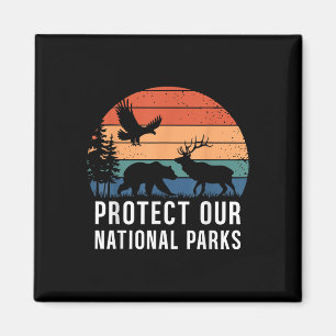 Schutz unserer Nationalparks Retro Wildlife Conser Magnet
