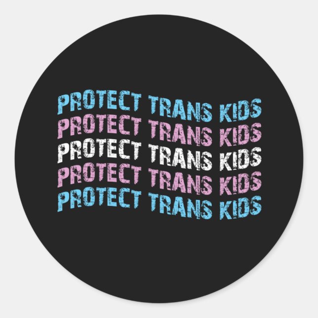 Schutz von Trans Kids - Trans Flag Wave Runder Aufkleber (Vorderseite)