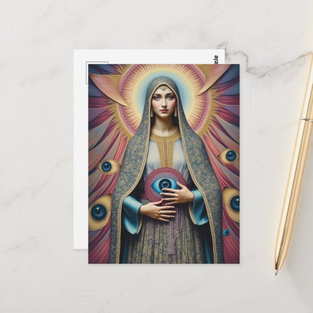 Schutz vor böser Maria Postkarte (Vorderseite/Rückseite Beispiel)