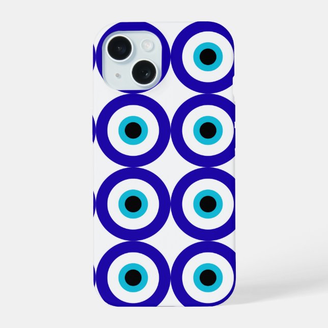 Schutz vor dem Bösen Blick All-Over-Muster  iPhone 15 Hülle (Rückseite)