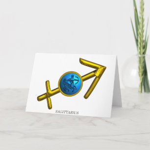 SCHÜTZE Blau Türkis.Gold Sternzeichen Geburtstag Karte