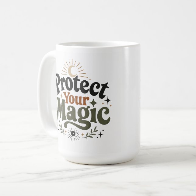 Schütze Deinen Magischen Retro-Boho-Kaffeebecher Kaffeetasse (Vorderseite Links)