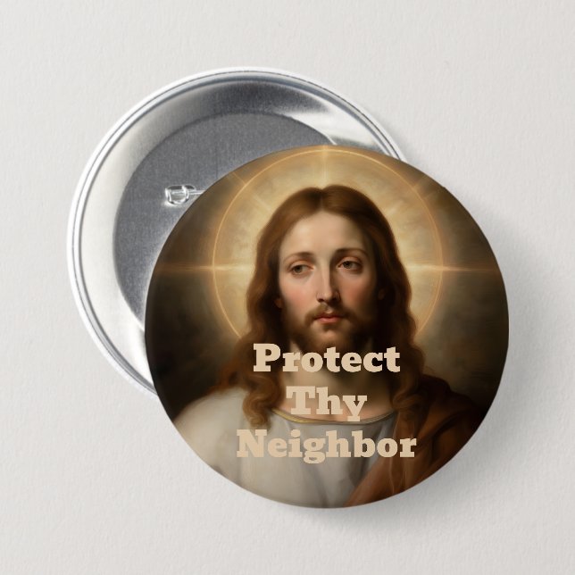 Schütze deinen Nachbarn Knopf Button (Vorne & Hinten)