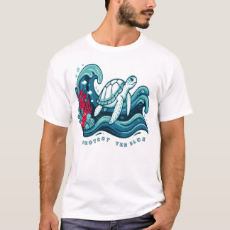 Schütze die Blaue Meeresschildkröte Ozeanschutz T- T-Shirt