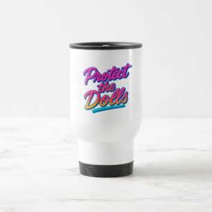 Schütze die Puppen Neon Retro Art Reisebecher