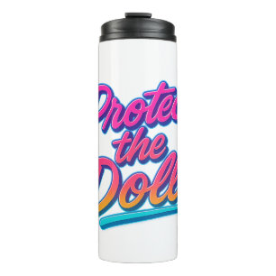 Schütze die Puppen Neon Retro Art Thermosbecher