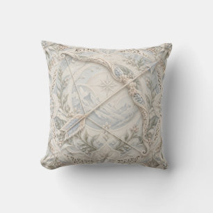 Schütze Elfenbein Blau Porzellan Relief Stil Kissen