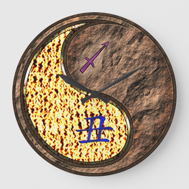 Schütze & Erde Ochse Große Wanduhr (Vorderseite)