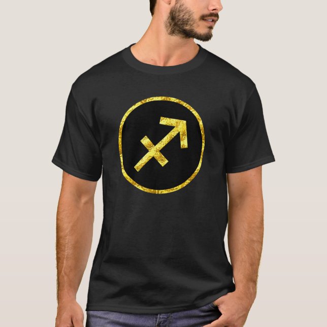 Schütze-Goldschwarz-Kreis-Symbol-Shirt T-Shirt (Vorderseite)