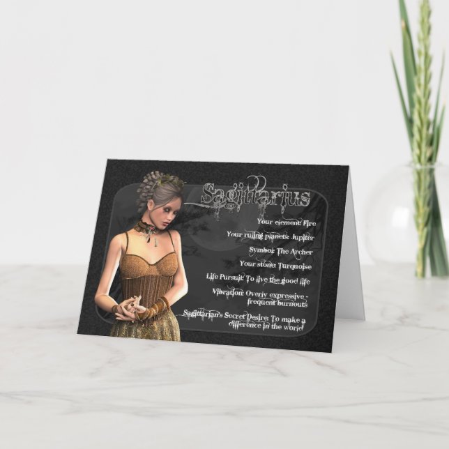 Schütze-gotische Tierkreis-Geburtstags-Karte Karte (Vorderseite)