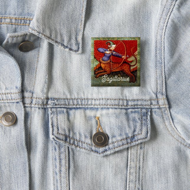 Schütze Horoskop Zodiac Mittelalterliche Kunst Pin Button (Beispiel)