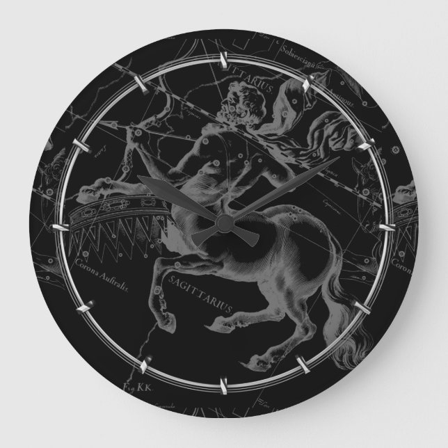 Schütze-Konstellation nobles Hevelius Engaving Große Wanduhr (Vorderseite)