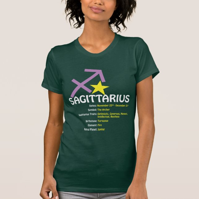 Schütze-Merkmal-Damen-dunkler Petite T - Shirt (Vorderseite)