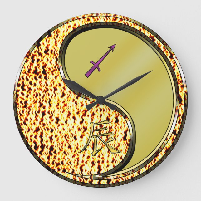 Schütze & Metalldrache Große Wanduhr (Vorderseite)