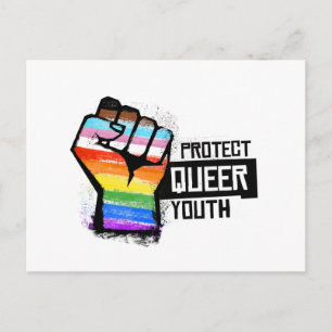 Schütze Queere Jugend - Progress Pride Fist Postkarte