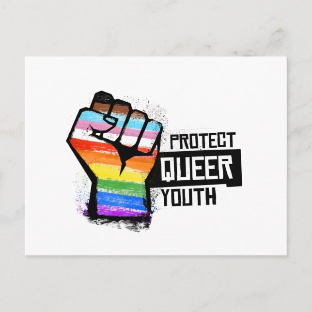 Schütze Queere Jugend - Progress Pride Fist Postkarte (Vorderseite)