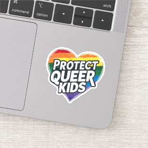 Schütze queere Kinder  Regenbogenherz  LGBT Stolz  Aufkleber