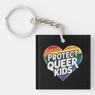 Schütze queere Kinder Regenbogenherz LGBT Stolz Schlüsselanhänger