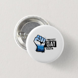 Schütze schwule Jugend - Blaue Pride-Faust Button
