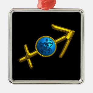 SCHÜTZE-TIERKREIS-GEBURTSTAGS-JUWEL Blau-Türkis Ornament Aus Metall