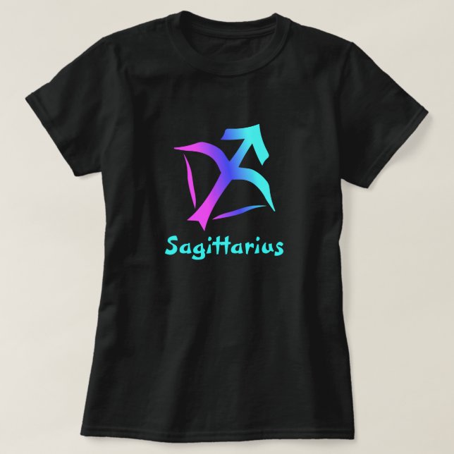 Schütze-Tierkreis-Zeichen-Rosa-Blau-Aqua T-Shirt (Design vorne)