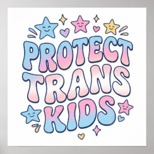 Schütze Trans-Kinder Kawaii Sterne Retro Pride Poster