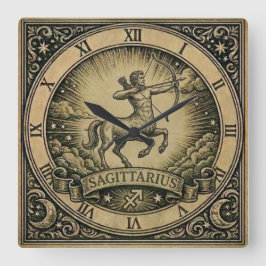 Schütze Vintage-Zodiakus-Wanduhr Quadratische Wanduhr