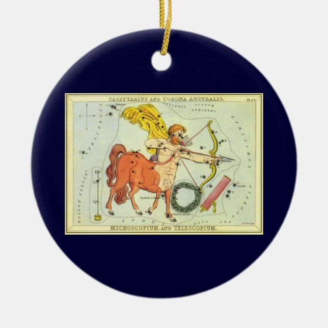 Schütze, Vintager Sternbild Uranien-Spiegel Keramik Ornament (Vorne)