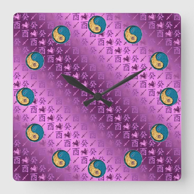 Schütze & Wasserhahn Quadratische Wanduhr (Vorderseite)