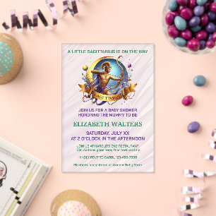 Schütze-Zodiac-Baby-Shower Lavendel und Grün Acryleinladungen