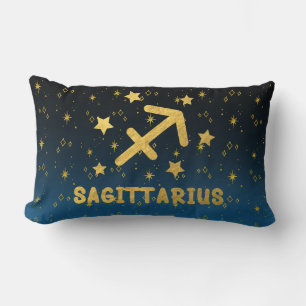 Schütze Zodiac Blau und Gold Lendenkissen