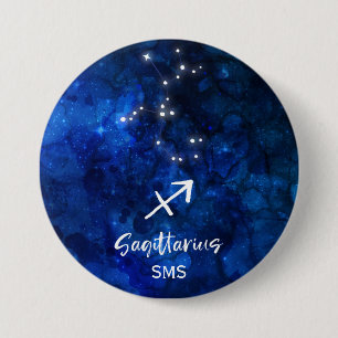 Schütze Zodiac Sternbild Galaxie Monogramm Button