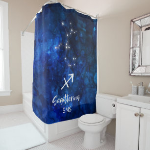 Schütze Zodiac Sternbild Galaxie Monogramm Duschvorhang