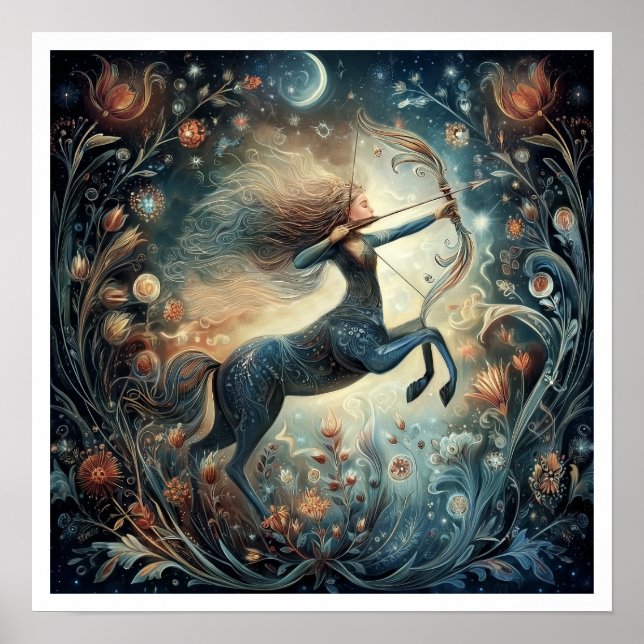 Schütze Zodiac Sternzeichen Astrologie Himmels- Poster (Vorne)