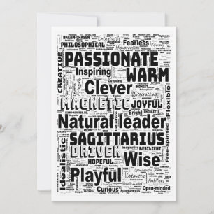 Schütze Zodiac Word Cloud Inspiration Feiertagskarte
