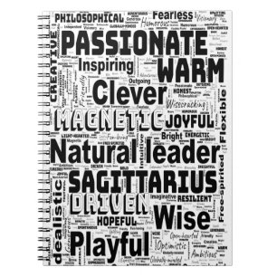 Schütze Zodiac Word Cloud Inspiration Notizblock