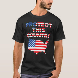 Schützen Sie das Land USA Map American Flag 4. T-Shirt