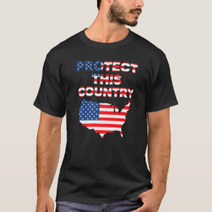 Schützen Sie das Land USA Map American Flag 4. T-Shirt